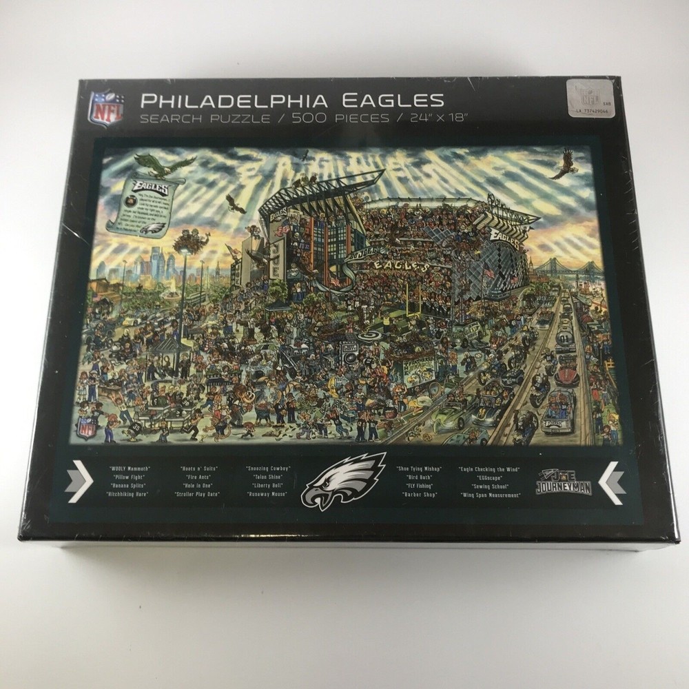 Philadelphia Eagles 500 Piece Jigsaw Search Puzzle NFL Joe Journeyman 24" x 18"